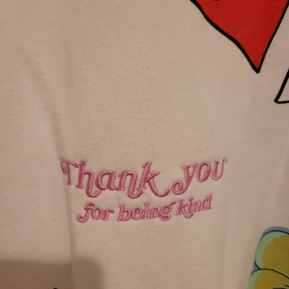 Valentines Day Hearts Graphic White Sweatshirt pullover size  Medium - Picture 7 of 14